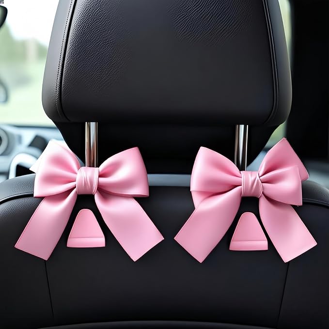 2-Pack Car Purse Hooks for Hanging Purses and Bags(Barbie Pink) | Cute Bow car seat headrest Hooks for Hanging car Purse Hooks. - Image 3