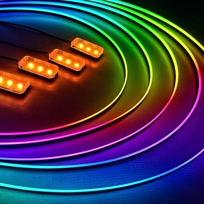 KENANEK 55.12Inch Tesla Interior Lights, 5V USB & Type-C Powered, Acrylic Interior Car LED Strip Lights, App Controlled Music Sync, OEM-Style Ambient Lighting with Dreamcolor Effects (USB-2 Light) - Image 8