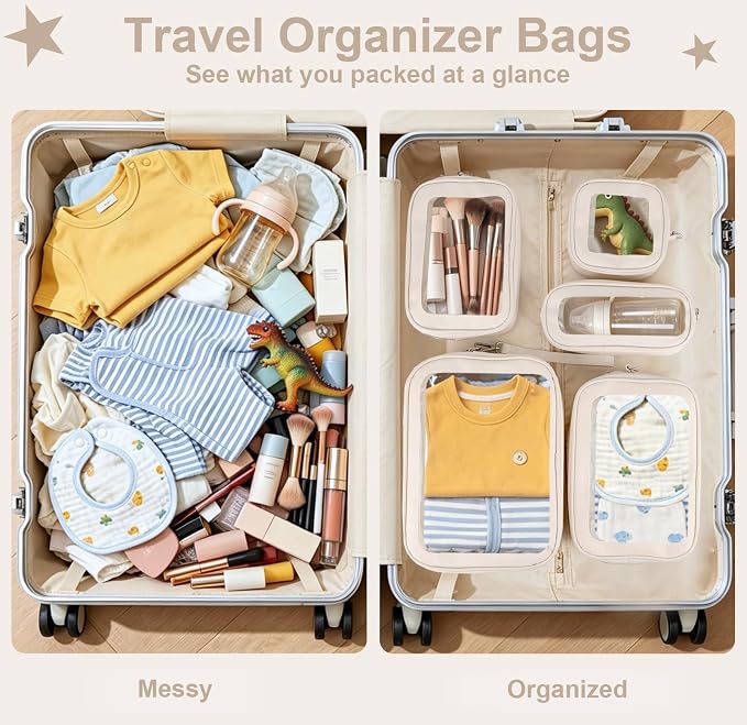 5PCS Clear Makeup Bags with Handles, TSA Approved Toiletry Bags, Diaper Bag Organizer Pouch, TPU Car Storage Organizer with Zippers, Waterproof Travel Organizer Bag for Women - Image 9