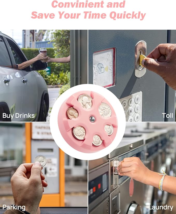 JOYTUTUS Coin Holder, Portable Coin Change Organizer, Universal Coin Storage Coin Holder for Car, Wallets, Pockets (Pink) - Image 6
