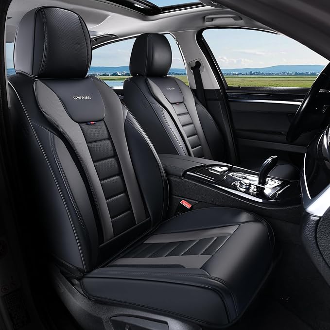 Coverado Car Seat Covers Full Set, Seat Covers for Cars, Front Seat Covers and Back Seat Cover Waterproof Leather Automotive Seat Cover, Universal Car Interior Protectors Cushion for Most Cars - Image 8