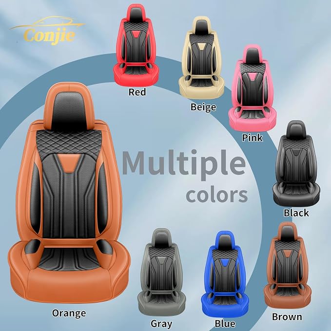 Fit Murano Car Seat Covers Premium Leather for Nissan Murano 2007-2025 2026. Waterproof, Breathable, Scratch-Resistant & All-Weather Seat Cushion Protector(2 Front Seats,Orange&Black - Image 8
