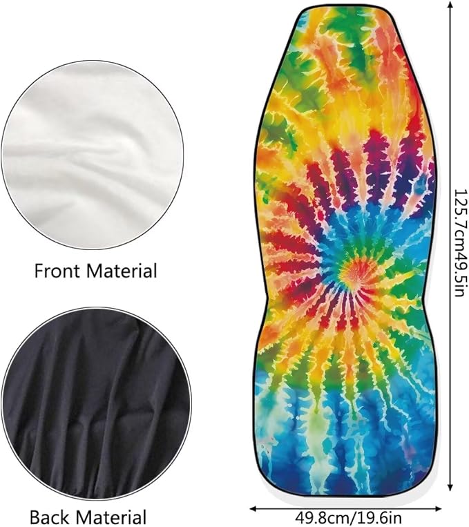Car Seat Covers Full Set of 2, Colorful Tie Dye Cloth Seat for Auto Front Seats, Black Bucket Seat Covers for Cars Washable and Breathable Car Accessories for Sedan Truck SUV - Image 7