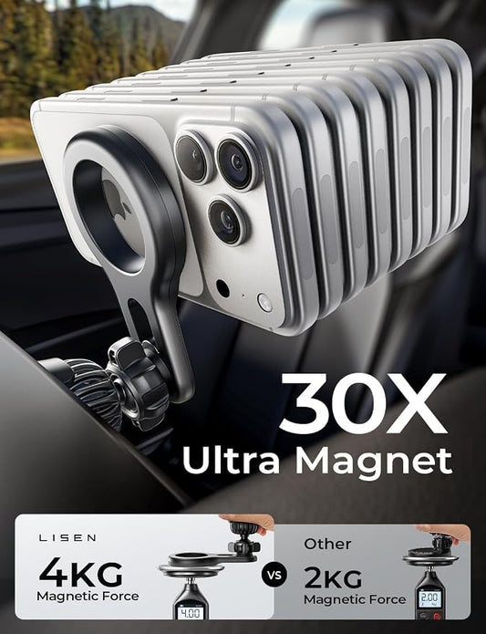 LISEN for MagSafe Car Mount, Magnetic Phone Holder for Car Vent Phone Mount, Air Vent Hands Free Phone Mount, Super Magnetic Phone Mount, Gifts Car Phone Holder Magnetic for iPhone 17 Pro Max 16 15 | Upgraded Strongest Magnet Power, Metal Hook Clip, 36... - Image 2