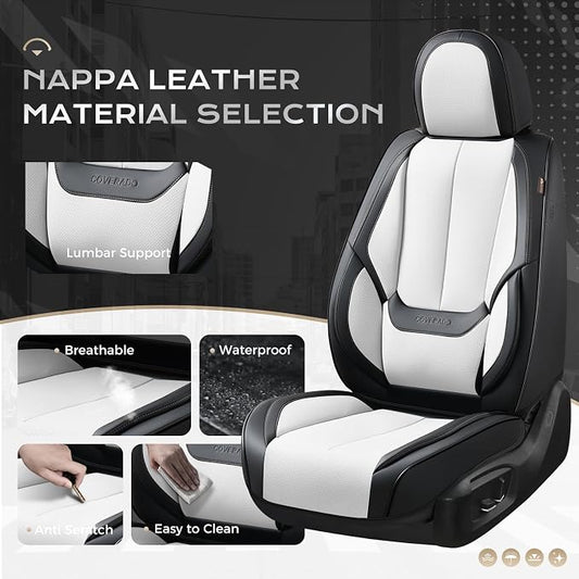 Coverado Car Seat Covers, Seat Covers for Cars, Waterproof Leather Auto Seat Protectors, Leather Car Seat Cushion, Car Interiors Accessories Universal Fit for Most Cars - Image 2
