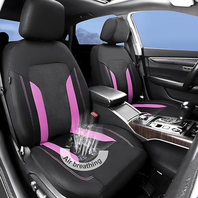 Bittwee Car Seat Covers Full Set, Breathable Automotive Front Seat Headrest Covers, Waterproof Comfortable Vehicle Seat Headrest Protection Accessories, Universal Fit (Pink) - Image 6