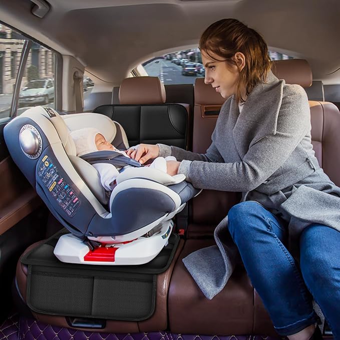 Meolsaek Kick Mats Back Seat Protector, Waterproof Oxford Seat Back Protector, Car Seat Back Protector for Kids, Back of Seat Protector for Kids Feet Car Seat (Black D -1 Set) - Image 7