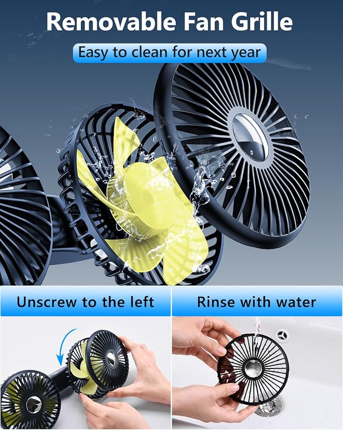 Dual Head Car Cooling Fans for Back Seat for Kids, Battery Powered Rechargeable Usb 5V/ 12V /24V Car Backseat Headrest Fan for Baby Rear Facing, Car Seat Cooler That Blow Cold Air for Vehicles - Image 8