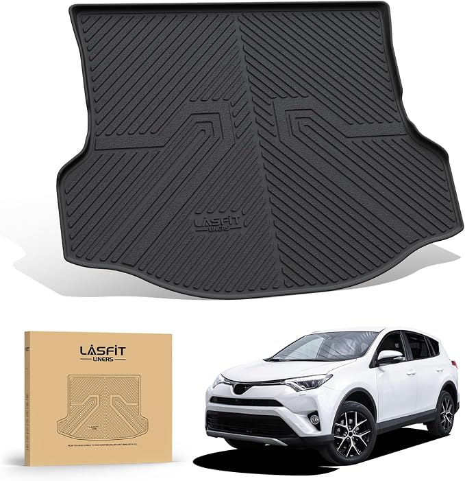 LASFIT Cargo Trunk Mat for Toyota RAV4 2013-2018 (Include Hybrid) | 100% TPE All Weather Custom Fit Waterproof RAV 4 Cargo Liner Automotive Accessories, Lifespan 5 Years+, Black - Image 9