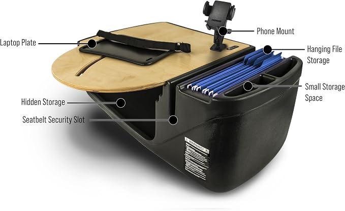 AutoExec AE-RMCD-PM-11M Roadmaster Car Desk for Your Vehicle Workstation and Mobile Office, Natural with Phone Mount | Vehicle Workstation, Mobile Office, Phone Mount - Image 3