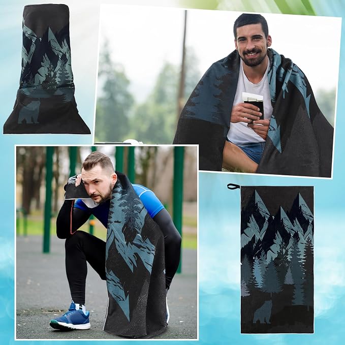 Hahafelt Car Seat Towel Covers Christmas Car Accessories Gifts Athletic Running Towel Performance Microfiber Post Workout Sweat Washable Cover Non Slip for Seat Outdoor Sport(Bear Ridge) - Image 8