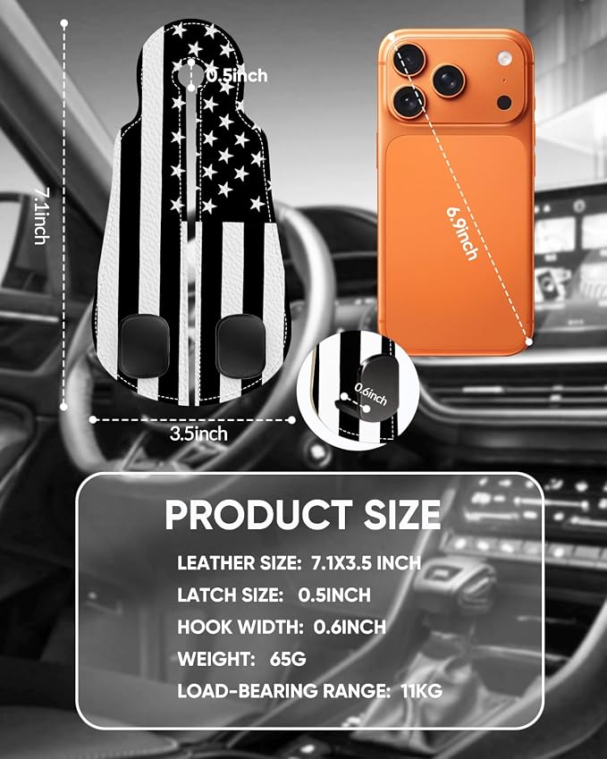 WOCOCN Purse Holder for Car, 2 Pack Heavy Duty Purse Hanger for Car, Flag | PU Leather Car Seat Hooks for Purses and Bags, Cute Floral Headrest Organizer for Handbags & Backpacks - Image 7