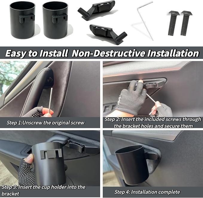 Car Door Cup Holder for Tesla Model 3 2017-2023 & Model Y 2020-2024, 2PCS | 2 in 1 Door Drink Cup Holder Expander for coffee Travel mug water bottle and Storage for Small Dry Waste - Image 9