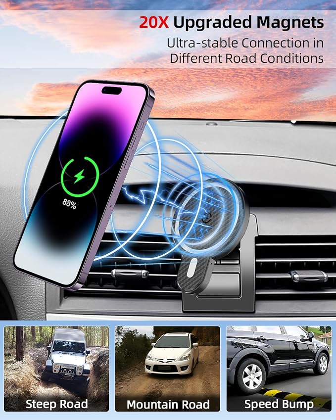 PZK Car Phone Mount for Toyota Camry 2007-2011 Accessories Custom Air Vent | Magnetic 15W Fast Wireless Charger Car Phone Holder with Magsafe 360° Rotation Hands-Free Cell Phone Cradles for iPhone - Image 8
