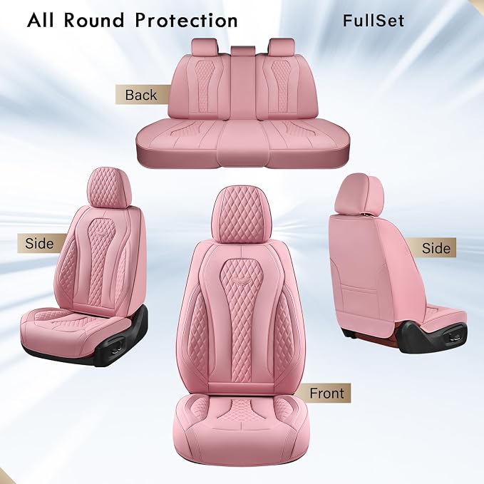 Coverado Car Seat Covers Full Set, Pink Seat Covers, Waterproof Car Seat Cover, Car Seat Cushion, Car Seat Covers Front Seats Back Seat Covers, Car Seat Protector Universal Fit Most Cars - Image 7