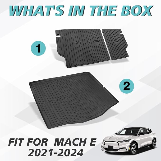 BestEvMod Vehicle Mat Cargo Liner Compatible with Mustang Mach E 2021-2026 Cargo Liner Trunk & Second Row Seats Back Mat Set of 2 All Weather Seat Protector Mat(Trunk Mat+Seats Back Cover) - Image 7