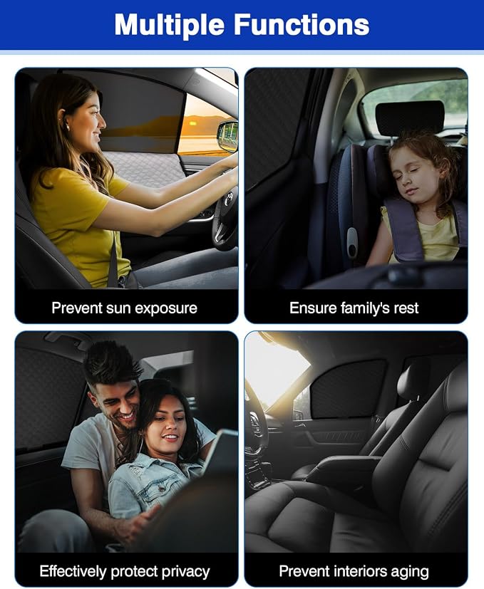 Powerty Side Window Shades for 2019-2025 Toyota RAV4 Accessories, Upgrade Double-Layer Side Rear Window Covers 6 Pack Light Block Car Privacy Cutains Shades for Baby, Camping, Napping, Sleeping - Image 7