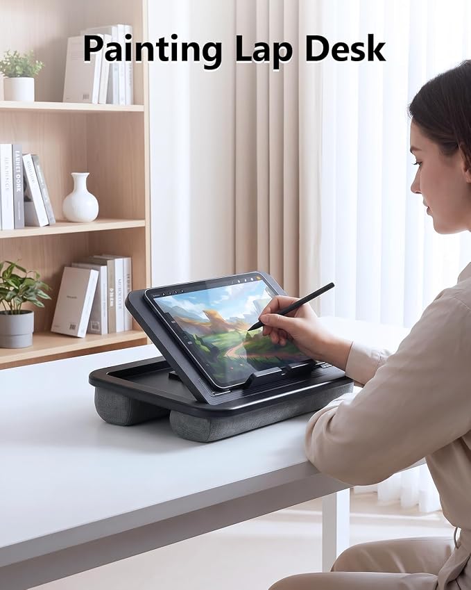 Adjustable Lap Desk with Cushion - 8 Angles Ergonomic Adjustment | Laptop Lap Desk For Bed Couch Car Home Office - Ideal For Reading Drawing Working- Fits up to 14 Inch Laptop Tablet (MINI) - Image 8
