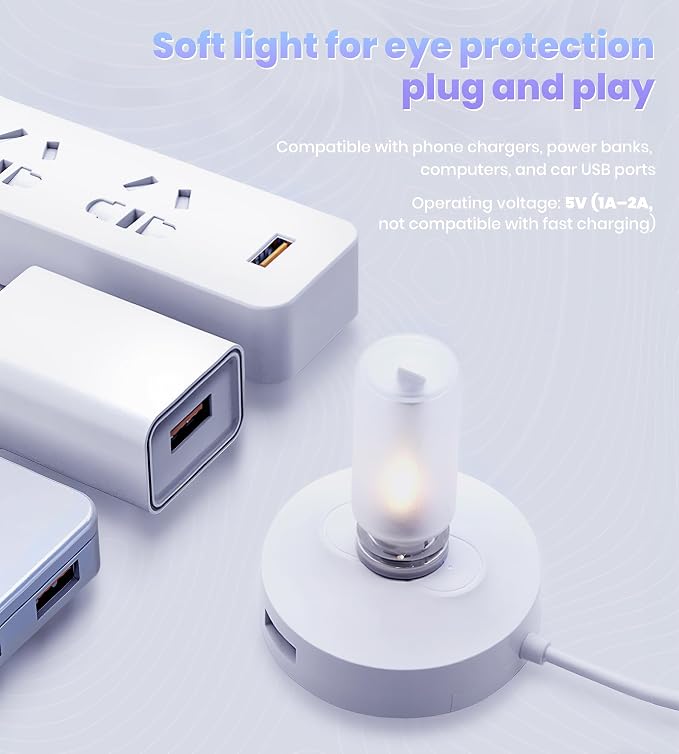 KENANEK 2PCS USB Car Interior Ambient Light, Touch Control LED Mood Lights, Dimmable 7 Colors, Portable Mini USB Light for Car, Bedroom, Camping & Party (Clear LED) - Image 7