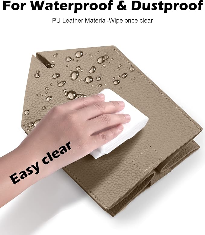 Tissue Box Cover for PU Leather, Modern Simple Solid Color Holder Square Tissue Bag, Ideal for Bathrooms,Office,Car,Outdoor Tent,Dining Table,5"X5"X5", Double Cocoa Brown - Image 6