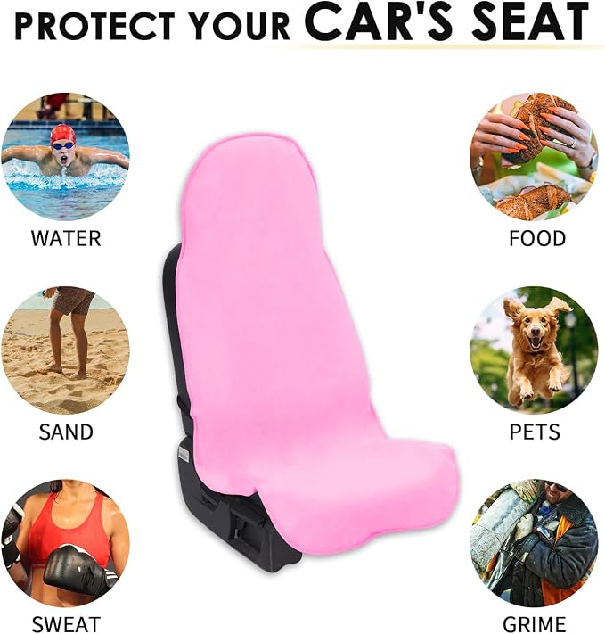 Waterproof Car Seat Cover Universal Fits Car Sweat Towel for Trucks SUV Van Cute Pink Car Seat Protector Sweat Proof Protector Cloth Seats Pack of 1 - Image 7