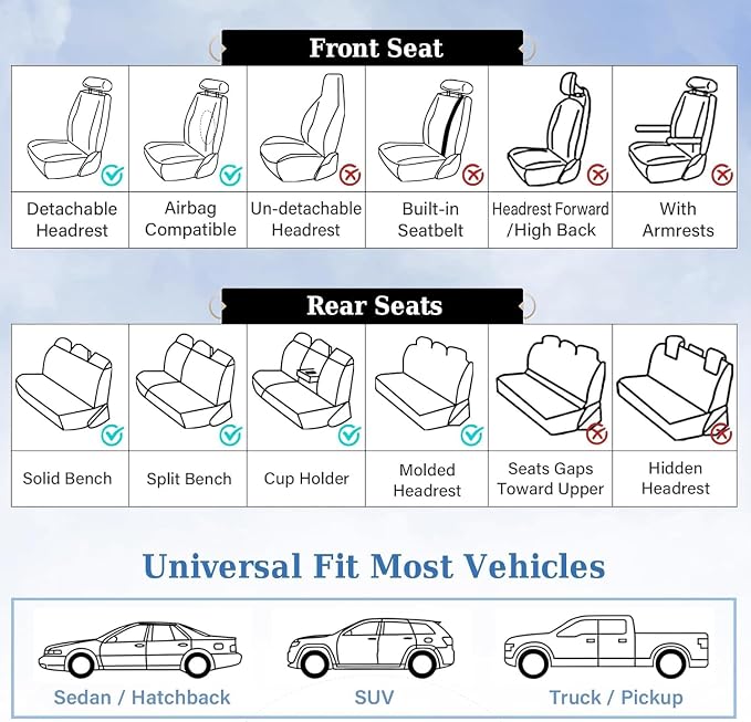 Coverado Car Seat Covers for Front Seat, Leather Seat Covers for Cars, Front Seat Covers, Waterproof Car Seat Protectors Car Seat Cushions Universal for Most Vehicles, Beige - Image 8