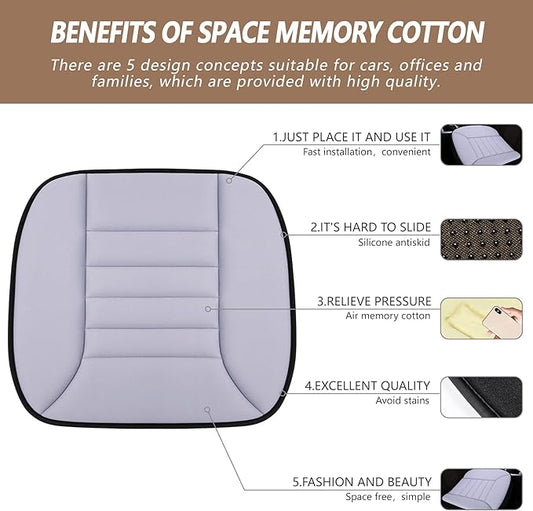 MYFAMIREA Car Seat Cushion Pad 1.2" Thick Comfort Seat Protector for Car Driver Seat Office Chair Home Use Memory Foam Seat Cushion with Non Slip Bottom, 20'' x 18.5'', Gray - Image 2