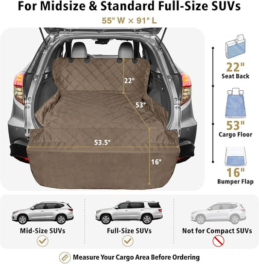 SUV Cargo Liner for Dogs - Water Resistant Trunk Cover for Midsize SUVs | Pet Cargo Cover with Bumper Flap Protector, Non-Slip Car Trunk Mat, Dog Car Seat Cover Prevents Scratches Pet Hair Mud Dirt - Image 2