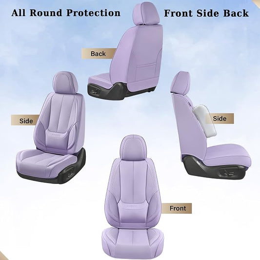 Coverado Seat Covers, Car Seat Covers Front Seats, Car Seat Cover, Car Seat Protector Waterproof, Car Seat Cushion Nappa Leather, Purple Seat Covers Carseat Cover Universal Fit for Most Cars - Image 2