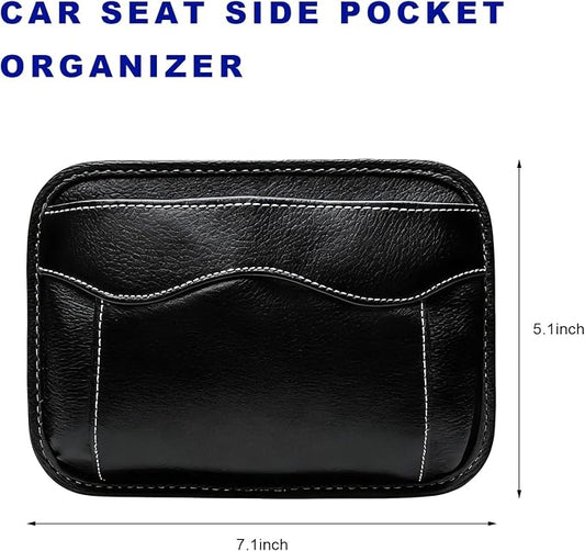 Car Seat Side Pocket Organizer, Multifunctional Small Auto Storage Pocket Seat Side Organizer, Portable Leather Pen Phone Holder Storage Pouch for Sedans Trucks SUVs - Image 2