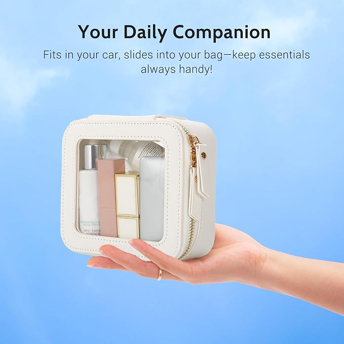 Aveniee Clear Makeup Bag Set (2-Piece Mini & Midi) - Travel Toiletry Organizer for Women, Waterproof Cosmetic Pouch & Car Accessory for Travel Size Toiletries, White - Image 6