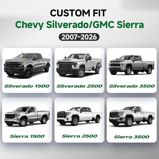 GIANT PANDA 2PCS Front Seat Covers for Chevy Silverado & GMC Sierra 1500 2500 3500 2007-2026 Crew Extended Double Cab Pickup,Custom Fit Chevy & GMC Truck Seat Protectors,Faux Leather (Solid Black) - Image 2