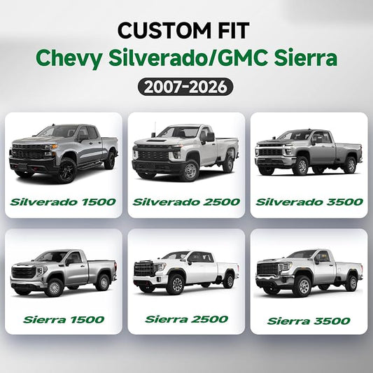 GIANT PANDA 2PCS Front Seat Covers for Chevy Silverado & GMC Sierra 1500 2500 3500 2007-2026 Crew Extended Double Cab Pickup,Custom Fit Chevy & GMC Truck Seat Protectors,Faux Leather (Black&Gray) - Image 2