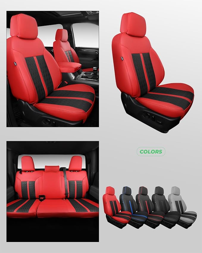 RIDEPOSH Custom Fit Seat Covers for Silverado/Sierra 1500 2019-2026 CrewCab | Fits 2500/3500HD 2020-2026, no Rear Armrest/Seatback Storage, Faux leather, Protective, Scratch-resistant, Easy-clean - Image 8