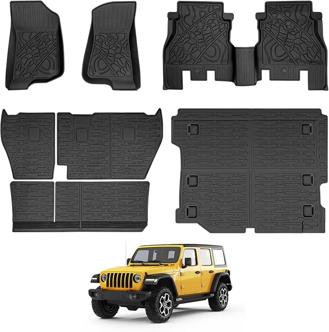 Cargo Mats for 2018-2026 Jeep Wrangler JL 4X4 Floor Liners with Trunk Mat Backrest Mat All Weather TPE Protector Rear Floor Trunk Liners for 18-26 Wrangler JL 4X4 4 Door Accessories - Image 7
