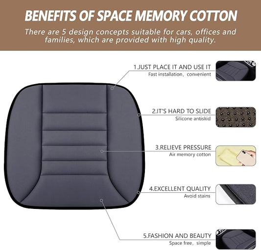 MYFAMIREA Car Seat Cushion Pad 1.2" Thick Comfort Seat Protector for Car Driver Seat Office Chair Home Use Memory Foam Seat Cushion with Non Slip Bottom, 20'' x 18.5'', Dark Gray - Image 2