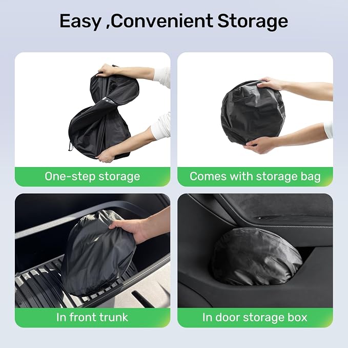 2026 Upgraded Zanch Windshield Sun Shade for Tesla Model X 2016-2025 | UV Protection & Heat Reduction, Light-Blocking, Heavy-Duty, Easy to Store&Setup, Keep Interiors Cool, Sun Shield for Parking - Image 6