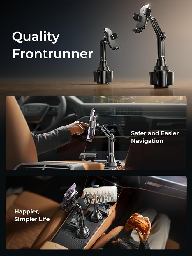 LISEN [Upgraded Version Cup Holder Phone Holder for Car, Universal 360° Adjustable Long Neck Car Phone Mount Golf Cart Truck Jeep, Compatible with iPhone Samsung Google & All 4.0-7.0 '' Phones - Image 9