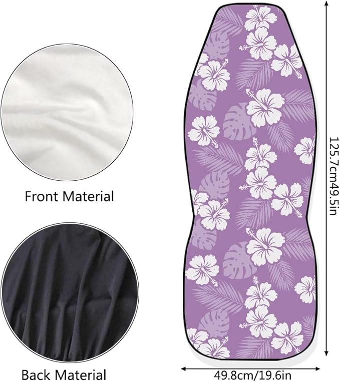 Hawaiian Florals Front Car Seat Cover Hibiscus Automobile Front Seat Covers Set of 2 Stretch Polyester Fabric Cover Universal Fit for Cars SUV Sedans - Image 7