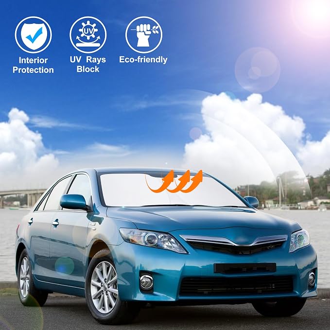 Windshield Sun Shade for 2007-2011 Toyota Camry Accessories | Full covered, Foldable & Durable, Block UV Rays, Reduce Heat, Easy to install, Keep Car Cooler - Image 6
