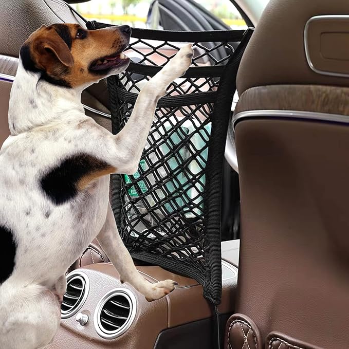 3-Layer Stretch Car Mesh Organizer, Car Seat Net, Dog Net for Barrier | 3-Layer Stretch Car Back Seat Mesh Organizer, Seat Back Net Bag, Dog Car Net Barrier, Kid Backseat Barrier, Storage Net Pouch - Image 6