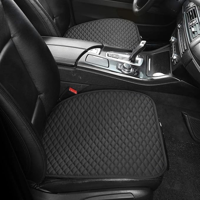 West Llama Pu Leather Car Seat Bottom Covers Protectors Include 1 Pair Front Driver Seat Pad Mat and 1 Rear Bench Cover Universal Fit 90% Vehicles,Black - Image 9