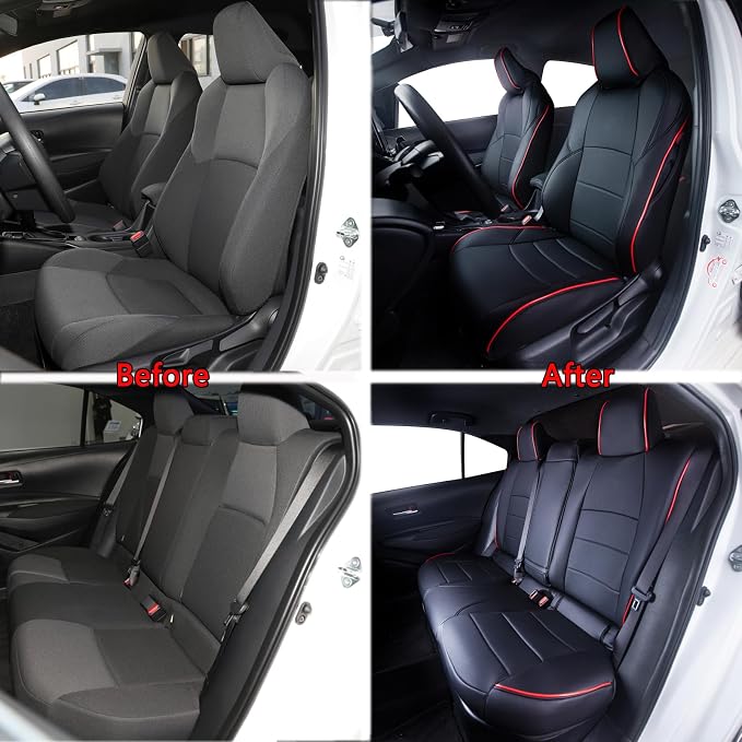 HKZ Customized Special seat Cover for Toyota Corolla (Black with Red Trim, 2023-2026 Corolla Hybrid LE) - Image 5