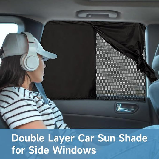 Car Window Shades for Baby, Side Window Sun Shades Blocks Heat and UV Rays Glare,Magnetic Car Privacy Safe Curtains for Back Windows, Camping Accessories - Image 2