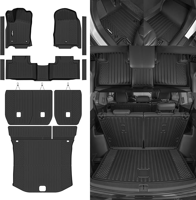 Floor Mats for 2011-2012 Jeep Grand Cherokee Accessories | Trunk Mat and Backrest Mat & Door Sill Guard All Weather TPE Protector Odorless Full Set Interior Floor Liners - Image 8