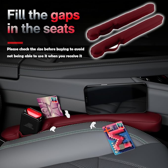 Aokdom 2026 2PCS Upgraded Car Seat Gap Filler with Fixing Ring,Elastic Car Gap Filler to Avoid Dropping Cell Phones/Keys,Essential Cars Gaps Seat Fillers Cars Accessories (Burgundy) - Image 7