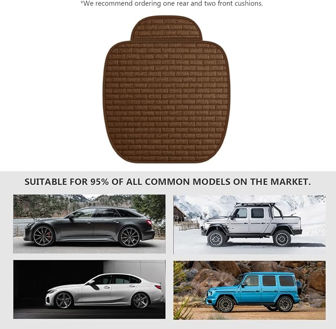 Car Seat Cover for Front Seats, Comfortable Linen Seats Cushion Pad Mat with Storage Pockets, Anti-Slip Breathable Bottom Front Seat Cover Protector for SUV Truck Van (Brown) - Image 6
