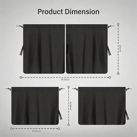 3 Pack Upgraded Car Window Shades Set, 2 Window Sun Shades + 1 Privacy Curtain with Storage Pockets, UV Sun Protection & Privacy Screen (A) - Image 2