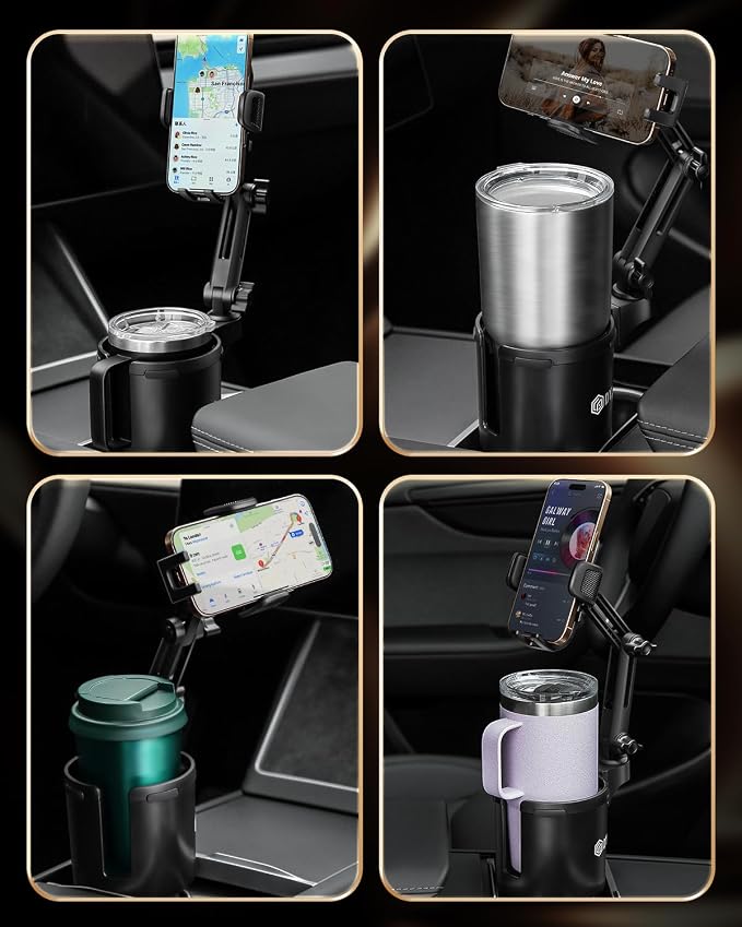 DYLEN Cup Holder Phone Holder for Car, 2 in 1 Cup Holder Phone Mount | Long-Arm Supports 360° Rotation, Adjustable Base, Car Phone Holder Compatible with All Cell Phones| Anti-Slip&No Shake Design - Image 6