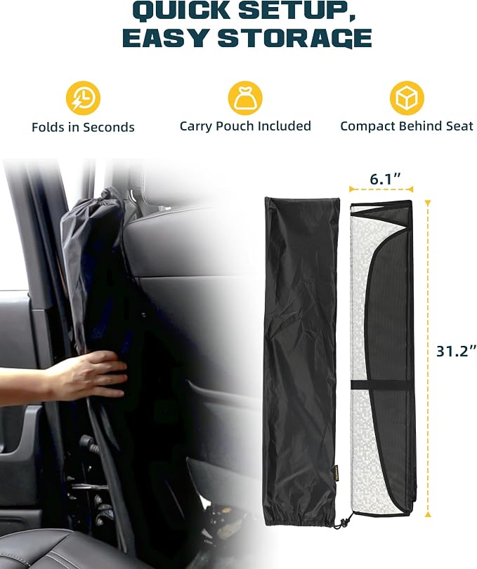 Trumgeta Upgraded Windshield Sun Shade Fit for Ford F-150 2021–2026, Complete UV Blocking Foldable Sunshade, Long-Lasting Interior Protector - Image 9